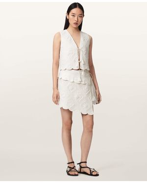 AllSaints Mona Quilted Asymmetric Mini Skirt - Natural