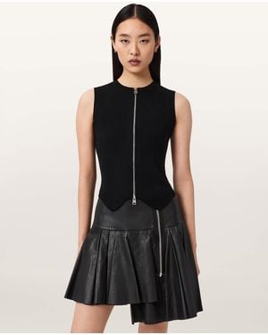 AllSaints Cruz Zip Slim Fit Waistcoat - Black