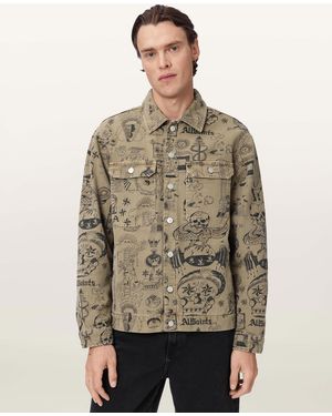 AllSaints Sherb Printed Canvas Shacket - Brown