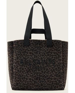 AllSaints Izzy Leopard Large Tote Bag - Black