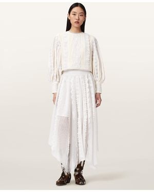 AllSaints Hart Lace Embroidered Top - Natural