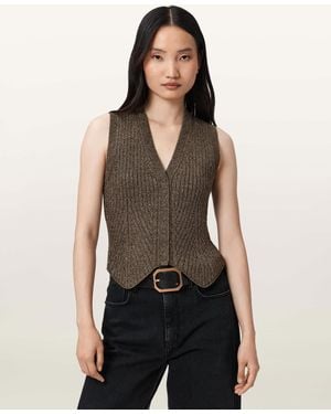 AllSaints Cruz Shine Slim Fit Vest - Black