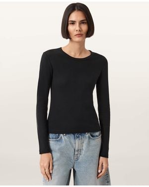AllSaints Stevie Slim Fit Long Sleeve T-Shirt - Black