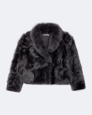 AllSaints Tosca Long-Hair Shearling Coat - Black