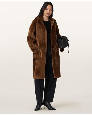 AllSaints Serra Reversible Shearling Coat - Multicolour