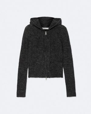 AllSaints Mabel Cropped Alpaca-Blend Hoodie - Black