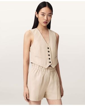 AllSaints Arla Sleeveless Leather Waistcoat - Natural