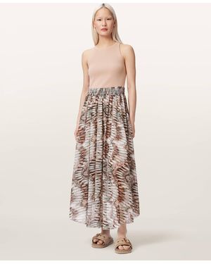 AllSaints Zenia Sleeveless Knit Woven Midi Dress - Natural