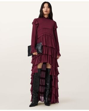 AllSaints Viscose Cavarly Tiered Ruffle Maxi Dress, /Us 2
