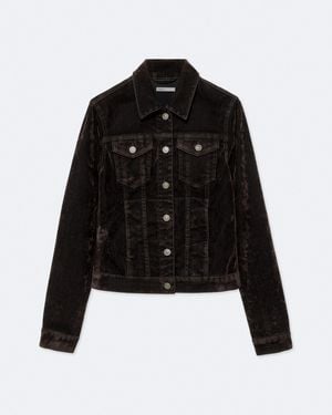 AllSaints Fitted Flocked Denim Trucker Jacket - Black