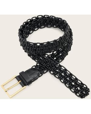 AllSaints Ila Leather Woven Belt - Black
