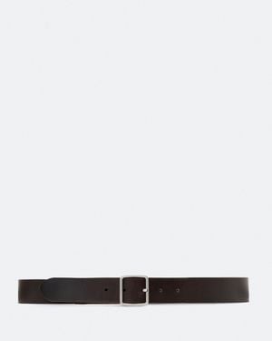 AllSaints Miller Bar-Buckle Leather Belt - White