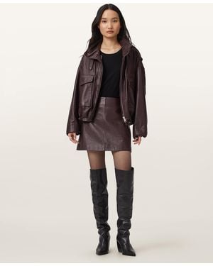 AllSaints Renai Leather Mini Skirt - Red