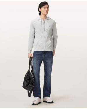 AllSaints Brace Zip Up Brushed Cotton Hoodie - Grey