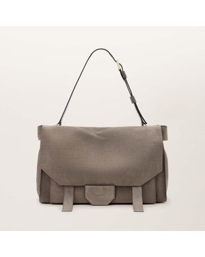 AllSaints Ursa Crocodile Effect Leather Bag - Grey