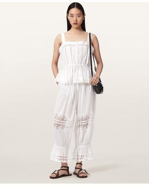 AllSaints Solene Cropped Lace Trousers - Natural