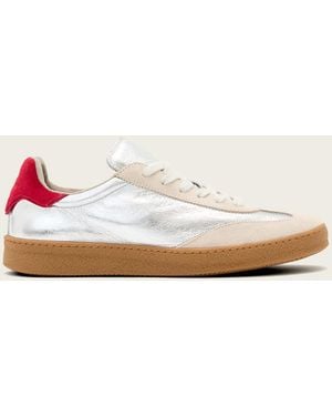 AllSaints Thelma Metallic Leather Low Top Sneakers - White