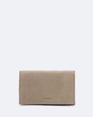 AllSaints Siloh Pinked-Edge Leather Bi-Fold Wallet - Gray