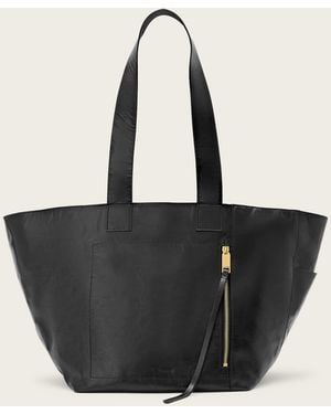 AllSaints Alba Shine Leather Tote Bag - Black