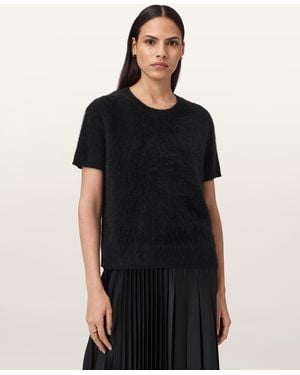AllSaints Rebel Brushed Cashmere Knitted T-shirt - Black