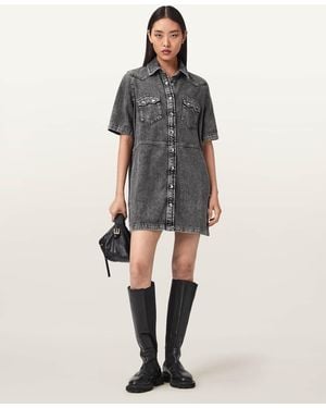 AllSaints Cotton/Viscose Rock Denim Mini Dress, /Us 4 - Gray