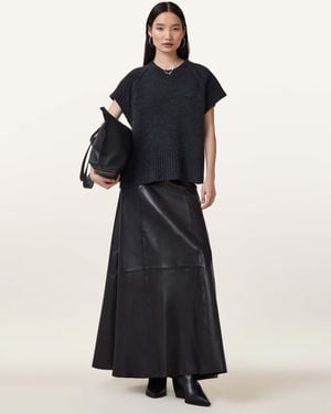 AllSaints Giana Leather Maxi Skirt - Blue