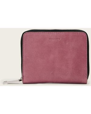 AllSaints Lena Hex Zip Up Leather Wallet - Pink