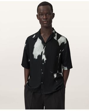 AllSaints Templar Oversized Short Sleeve Printed Shirt - Black