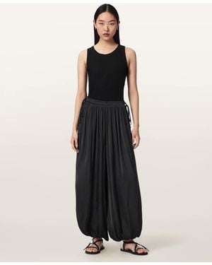 AllSaints Eshe Loose Fit Satin Trousers - Black