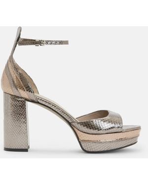 AllSaints Tia Metallic Platform Heels - White