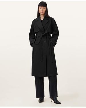 AllSaints Cadence Relaxed Fit Trench Coat - Black