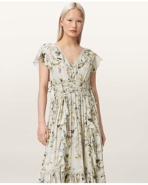 AllSaints Polyester Canto Floral Ruffled Maxi Dress, /Us 0 - Natural