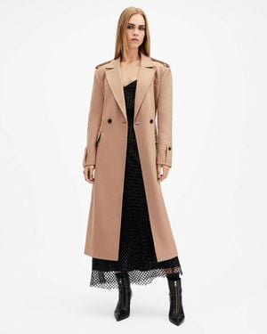 AllSaints Cashmere-Blend Augusta Oversized Coat - Natural