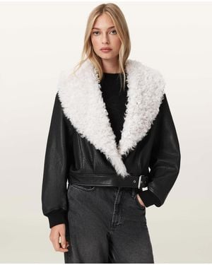AllSaints Libra Shearling Jacket - Black