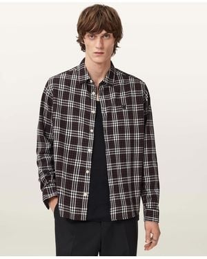 AllSaints Santiago Long Sleeved Check Shirt - Brown