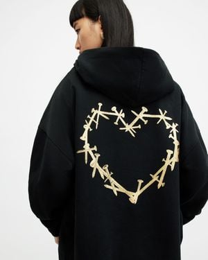 AllSaints Perta Logo Oversized Etienne Hoodie - Black