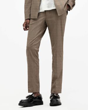 AllSaints Maffrett Checked Skinny Fit Trousers - Natural