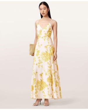 AllSaints Irina Floral Slip Dress - Metallic