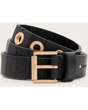 AllSaints Tess Skinny Leather Belt in Natural | Lyst display picture 1