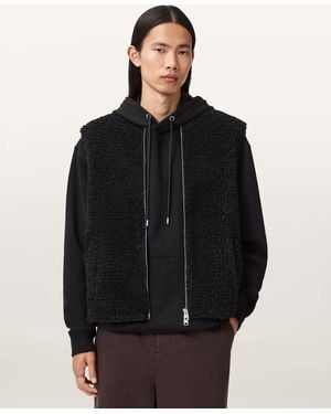 AllSaints Otis Sherpa Boxy Vest - Black