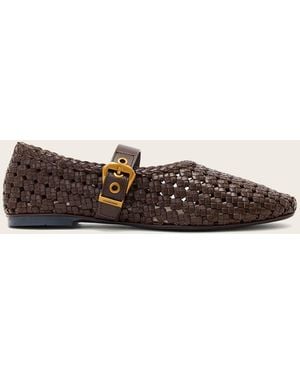 AllSaints Sabine Woven Leather Flats - Natural