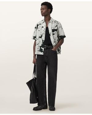 AllSaints Girona Short Sleeve Printed Shirt - Natural