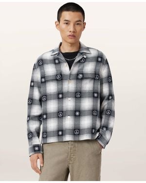 AllSaints Castor Long Sleeve Check Shirt - Gray