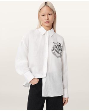 AllSaints Ramie Sparrow Printed Linen Shirt, /Us 2 - White