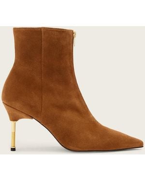 AllSaints Leather Natasha Pointed Zip Up Suede Boots, Us 7/ Eu 37 - Brown