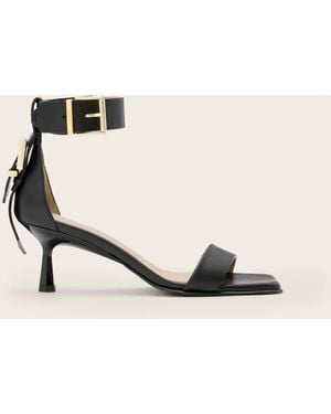 AllSaints Noir Leather Heeled Sandals - Natural