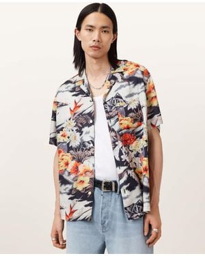 AllSaints Oscani Short Sleeve Printed Shirt - Blue