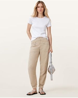 AllSaints Val High-Rise Cargo Linen Blend Trousers - Natural