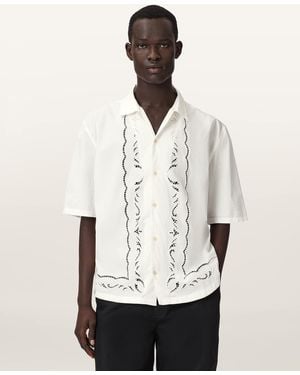 AllSaints Field Oversized Short Sleeve Cotton Shirt - White