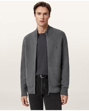 AllSaints Statten Ramskull Zip Up Jacket - Grey